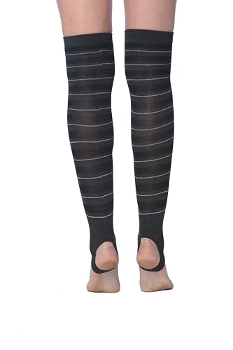 Image of Tipi Toe Women's Stirrup Yoga Socks, Lightweight Knee-High Leg Warmers, Open Heel Non-Slip Design. Ideal for Yoga & Dance