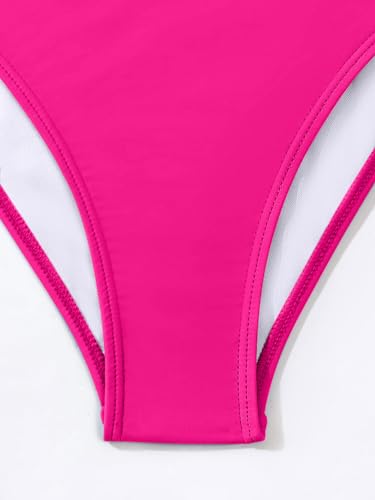Image of Fanuerg Women's Sexy V Neck Bikini Sets Hollow Out Two Piece Swimsuits Cutout Mid Waist Bathing Suit