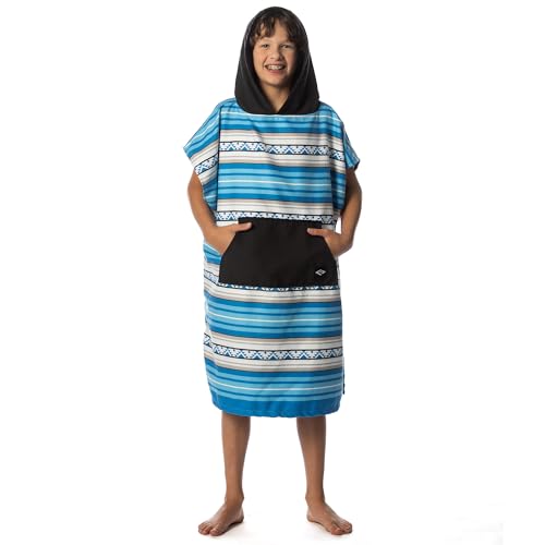 Image of Flow Changing Poncho for Kids - Microfiber Hooded Swim Towel Poncho for Boys & Girls, Perfect for Beach, Pool, or Swim - Quick Dry, Absorbent, Light Weight, and Easy to Pack (Laguna Blue, Small)