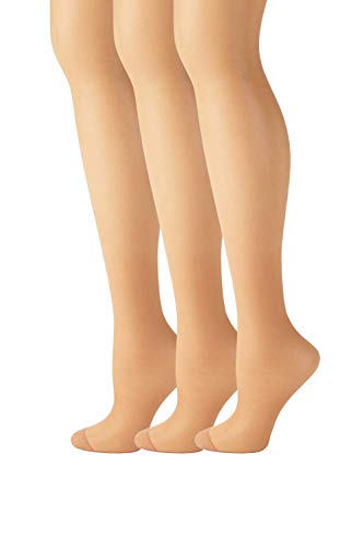 Hanes Womens Set of 3 Silk Reflections Control Top RT Pantyhose, A/B, Little Color
