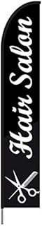Advertising Flag for Salon, Hair Salon Feather Flag Swooper Flag Pole Kit Outdoor Advertising Banner Signs for Business, 15ft - Black