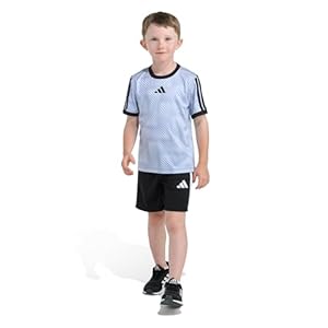 adidas Conjunto de camiseta y pantalón corto de fútbol de manga corta de 3 rayas para niño