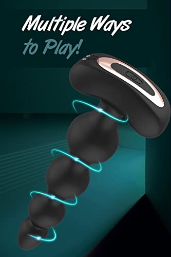 Vibrating Anal Beads Butt Plug, Remote Control Flexible Silicone Anal Vibrator Prostate Massager With 9 Vibration Modes Graduated Design Rechargeable Waterproof Anal Sex Toy For Men, Women And Couples #TOP2