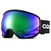 General OTG Ski Goggles for Adult, Double Anti-Fog Lenses with UV400 Protection, ODOLAND S2 Goggles for Snowboarding Skating Sledding, Black