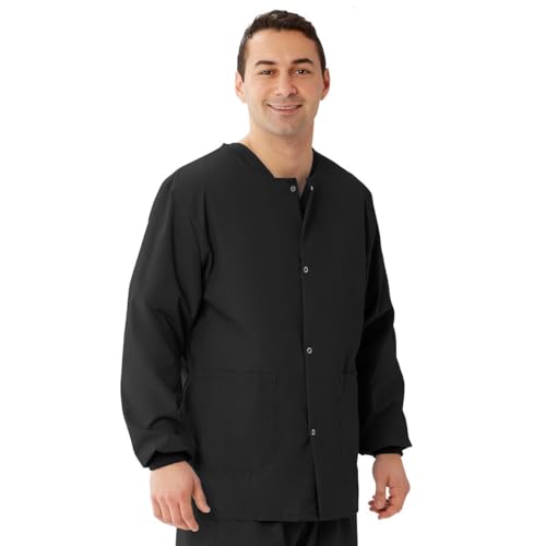 849 AngelStat Unisex Snap-Front Warm-Up Scrub Jackets Black