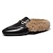 OMKMNOE Damen Flache Slingbacks, Pantoletten mit Fell Leder Slipper Clogs Damen Mules Warm Loafers Schuhe Geeignet für Herbst und Winter,Schwarz,39 Baby,Schwarz günstig Kaufen-OMKMNOE Damen Flache Slingbacks, Pantoletten mit Fell Leder Slipper Clogs Damen Mules Warm Loafers Schuhe Geeignet für Herbst und Winter,Schwarz,39