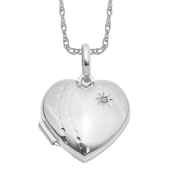 IceCarats 14K Solid White Gold Diamond Heart Love Personalized Photo Locket Necklace Picture Pendant Charm2