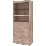 Bestar Closet Organizer System 25-inch with Drawers for Walk-in Closets, Bedroom, Entryway, Pur Collection, Modern, Rustic Brown