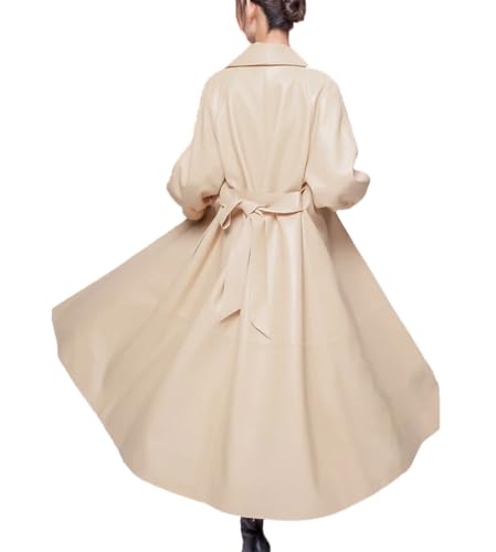 Trench-coat en cuir femme long coupe-vent printemps automne