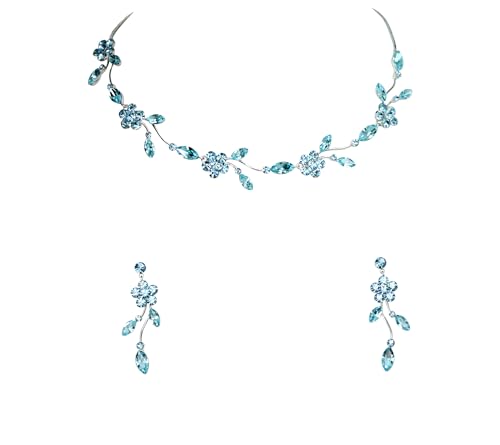 Image of Faship Gorgeous Rhinestone Crystal Floral Necklace Earrings Set