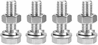 1/4"inch x 1" inch (25 mm / 2.5 cm) thread length Stainless steel 202 grade Hexagonal Head Bolts, nut and washers - 4 Nos-picture-31