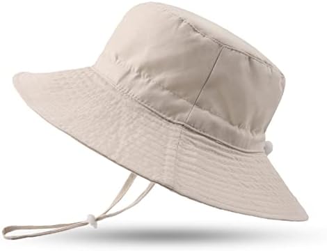 Baby Toddler Girls Bucket Hat Newborn Sun Hats for Boys Classic Infant Summer UV Protection Hats Kids Beach Cap 0-8 Years (Beige, 50)