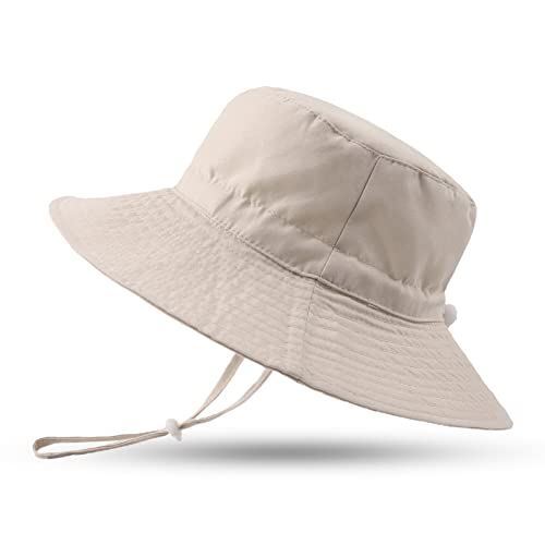 Baby Toddler Girls Bucket Hat Newborn Sun Hats For Boys Classic Infant Summer Uv Protection Hats Kids Beach Cap 0-8 Years (Beige, 50) #TOP13