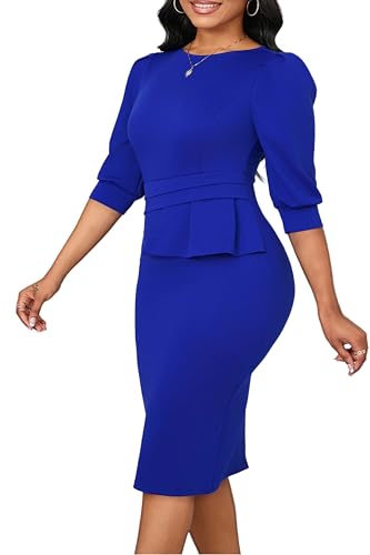 Image of ZVO Midi Dress for Women Pencil Dress Fashion Work Dress Elegant Church Dress High Waist Outfits