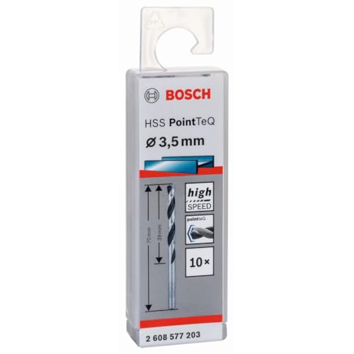 Bosch Professional 10 Stück HSS Spiralbohrer PointTeQ (für Metall, 3,5 x 39 x 70 mm, Zubehör Bohrschrauber) – Ansicht 3