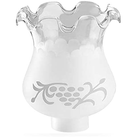 OhLectric OL-39162 Frosted Glass Lamp Shade - Hand Blown Etched Light Shade - Etched Grape Design - Features 1-5/8-Inch Fitter - Replacement Shade for Outdated Or Broken Glassware - Easy to Fix Cover