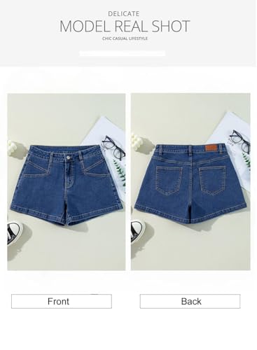 Image of Shasmi Women's High Waisted Stretch Denim Shorts - Platinum Casual Summer Jean Shorts with Pockets | Soft Breathable Cotton Blend Hot Pants for Women (Short 266)