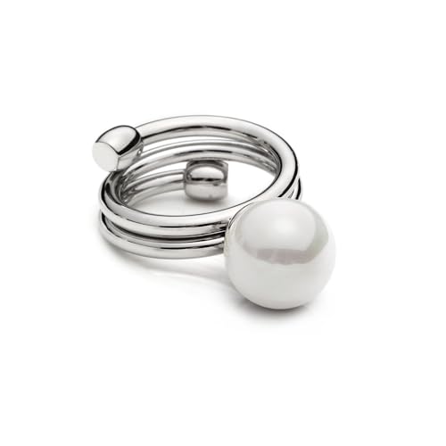 Image of Shell Pearl Ball Silk Scarf Ring Brooch for Women Dainty Circle Layer Shawl Scarves Buckle Wrap Clasp Clip Rings Size 7 Brooches Fashion Dress Accessories Wedding Holiday Jewelry