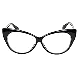 iB-iP Damen Cateye Vintage Kunststoff Rahmen Retro-mode Brillen Mit Klarer Linse, Größe: Einheitsgröße, Schwarz