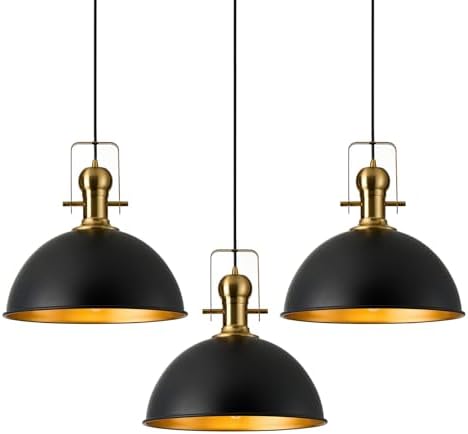 LINSEEDS 3-Pack Black Pendant Light Fixtures, Adjustable Modern Pendant Lights For Kitchen Island, Industrial Glass Pendant Lights For Dining Table Hallway Bedroom Living Room - View #5