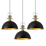 ALAISLYC 12 Inch Black Farmhouse Pendant Lights Matte Pendant Lights for Kitchen Island Industrial Adjustable Height Vintage Dome Hanging Light Fixtures for Barn Dining Room 3 Packs