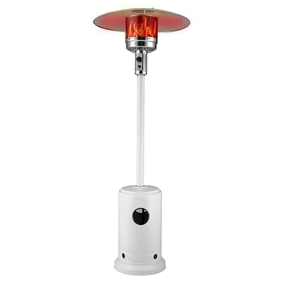 Aspect Living 67132 Matte White Finish Patio Heater with Wheels 46,000 BTU Output Electronic Ignition System Portable Outdoor Propane Heater – Matte White