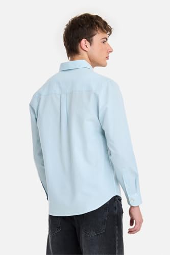 Image of SNITCH Men Casual Shirt | Regular Fit Full Sleeve Spread Collar Solid Pattern | Breathable Cotton Linen Blend & Lightweight Fabric for Summer, Vacation & Smart Casual Wear