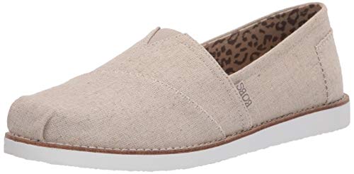 Skechers BOBS Women's Bobs Gypsy-Linen Slip on Ballet Flat, Natural, 7.5 M US