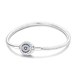 QIKAOLA 925 Sterling Silver Snake Chain Charm Bracelet for Women Butterfly Heart Clasp Charm Bracelet with 5A Cubic Zirconia