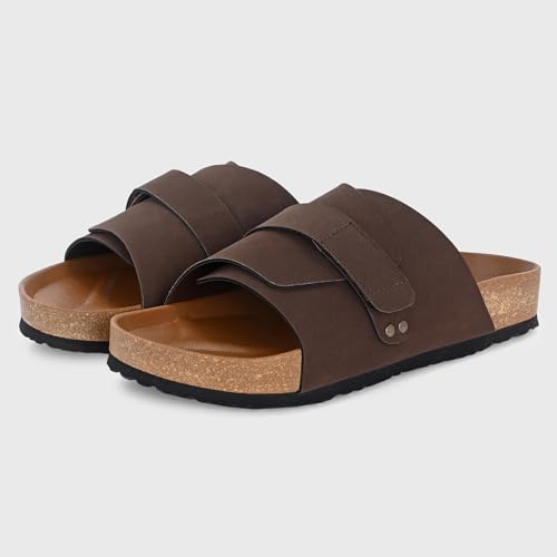 Image of Centrino Mens Cushion Sliders /Slippers| | Open Toe Design |Berkin-Style Slip-On Sandals | Lightweight & Comfortable | Arch Support | On-Grip Sole | Casual Outdoor Wear (6865)