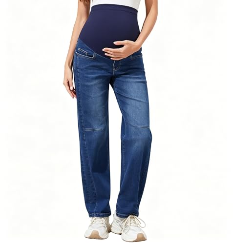 Image of PACBREEZE Women's Maternity Jeans Over Belly Skinny Stretchy Denim Pants Comfy Slim Pregnancy Pants