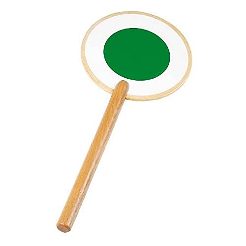 goki 62995 Signalkelle, Holz, 38,5 cm, Ø 16 cm, beidseitig Bedruckt, Polizei Verkehrserziehung ab 3 Jahren