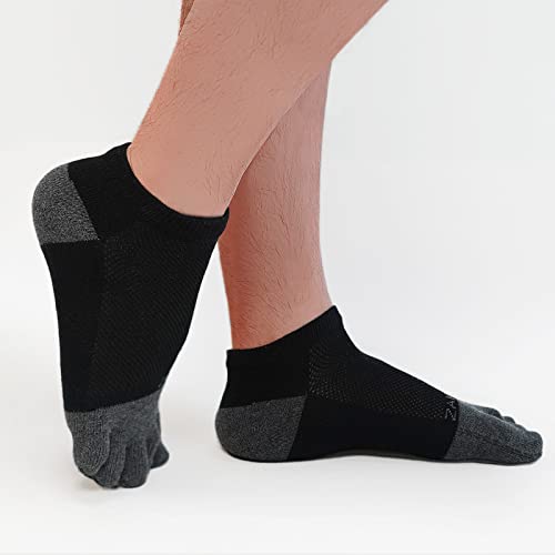 ZAKASA Toe Socks for Men Ankle: No Show Low Cut Toe Socks Individual Five Finger Cotton for Athletic Running 5 Pairs4