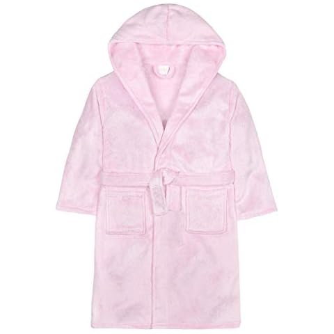 Minikidz / 4Kidz Girls Silver Fleck/Glittery Plush Fleece Dressing Gown (4-5 Years, Baby Pink) Cover