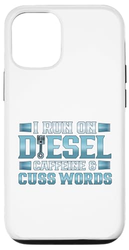 トラッカーはディーゼルカフェインとCuss Wordsで走るトラックドライバー スマホケース iPhone 12/12 Pro 用