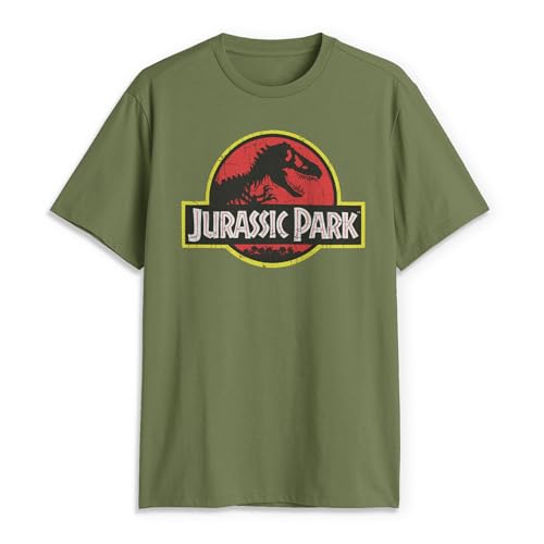 Jurassic Park Classic Movie Logo T-Shirt, Vert Militaire, L Homme