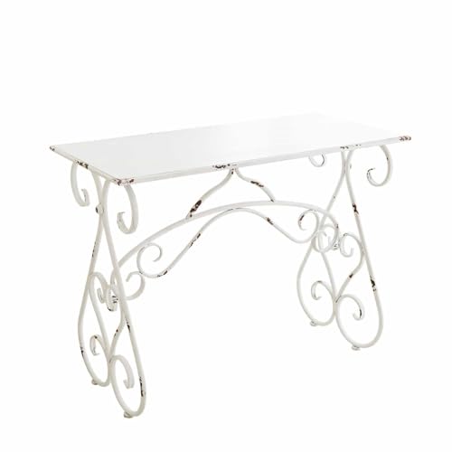 Loberon Stonem Console - avec de Nombreux détails réalisés à la Main - en Fer de Grande qualité, Blanc Vieilli
