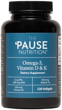 The ‘Pause Life Omega 3, Vitamin D & K2, Gluten Free Supplement, Fish Oil and Vitamin Formula, Immune Support, Daily Wellness Routine, Natural Ingredients, Dairy Free, Unflavored, 120 Softgels