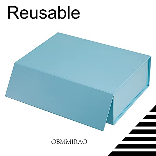 Obmmirao Upgrade 1 Pcs Blue 13X9X4 Inch Hard Large Gift Box With Lid, Foldable Magnetic Gift Boxes,Groomsman Box Bridesmaid Proposal Box, Reusable Gift Boxes For Clothes #TOP5