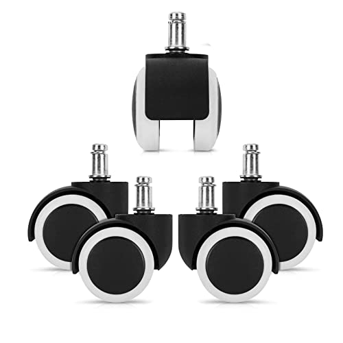 5X Rotelle Sedia Ufficio 10mm - Ruote di ricambio da 48 mm in gomma per sedia da ufficio ruota mobile, non graffiano per sedie e poltrone Ufficio Muto(Size:B)