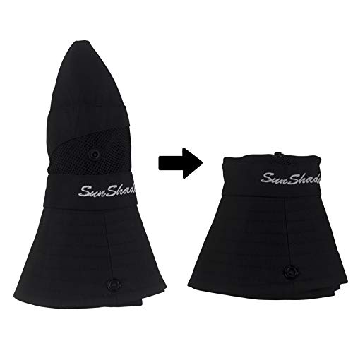 Muryobao Womens Outdoor Sun Hat Ponytail Uv Protection Wide Brim Mesh Foldable Safari Beach Fishing Bucket Cap 2 Pack Black & Grey #TOP5