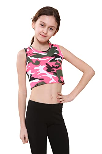 Image of Kids Girls Neon Fluorescent Vest Crop Tops T-Shirt Tee Top Dance Wear Gymnastic Fancy Dress Age 5-14 Years