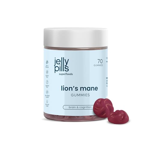 Jelly Pills® Gominolas de Melena de León con Pimienta Negra - Extracto de hongo Lion's mane o Hericium erinaceus alta absorción - Sin Azúcares Añadidos - 70 Gummies Veganas sabor Berries picante