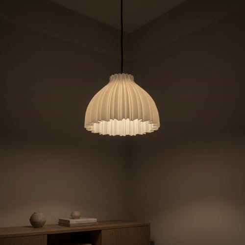 Image of Pendant Lamp 3D Printed for Home Decoration | Hanging Ceiling Light for Bedroom, Living Room, Dining Space | Stylish Modern Lamp for Ambient Lighting and Interior Design (Flora)