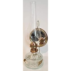 Lamparas Antiguas De Aceite Lámpara de aceite mediana con espejo de estilo antiguo, lámpara de pared, lámpara de aceite, lámpara de mesa, lámpara de petróleo, altura aprox. 32,5 cm, capacidad del depósito 0,25 litros