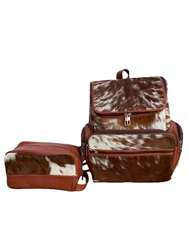 Leather Cowhide Backpack with cowhide hand clutch | Traveling Backpack Leather is for both Men and Women | Made with Cow Skin | Special designed for sports, Gym, and Multi-Purpose Uses