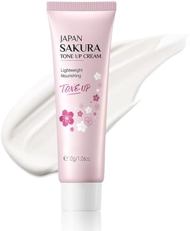Facial Moisturizer Tone-up Cream, Sakura Essence Glow Face Moisturizer Cream 1.06 Fl OZ Hydrating & Smooth Dry Skin Lightweight Nourishing Facial Skin Instant Tone-Up Lazy Face Cream