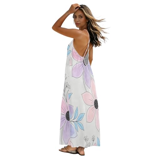 Robe caraco dos nu sans manches pour femme fluide et légère contre la chaleur
