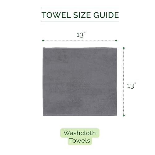 Image of Elegant Comfort 100% Turkish Cotton Corduroy Ribbed Luxury Washcloths 6 Pack Soft 13 x 13 Inch - Higly Absorbent, Durable, Quick Dry, Spa Premium Hotel Quality for Bathroom or Travel, Gray