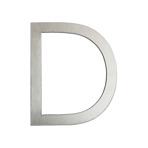 GUIZZO Creart, External Stainless Steel House Number Letter, D, 8.2 x 10 H cm, Signs/Letters, House Numbers